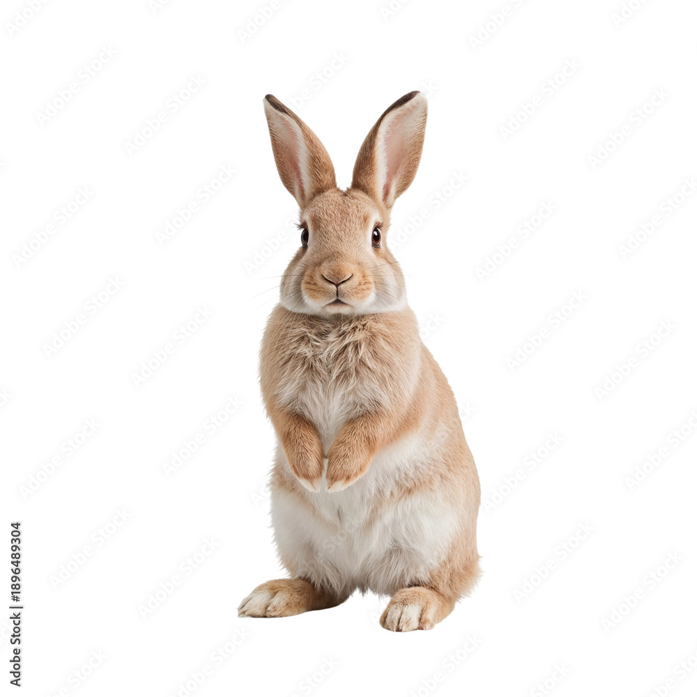 Obraz premium Rabbit Stands on Hind Legs in a Bright Setting During Daytime