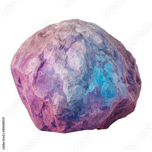 Colorful Rock With Blue and Purple Hues Displayed on a White Background in Na...