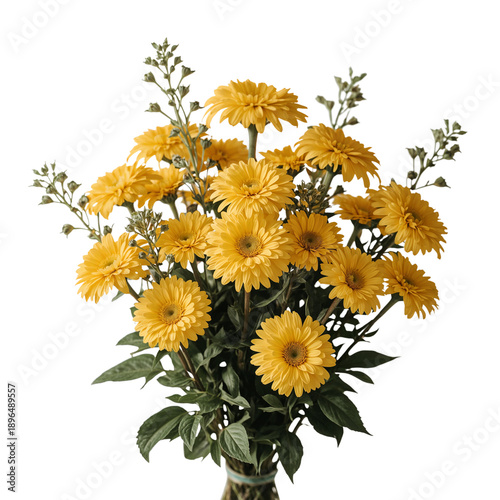 Bright Yellow Flowers Arranged in a Bunch for a Simple Decoration on a Plain ...