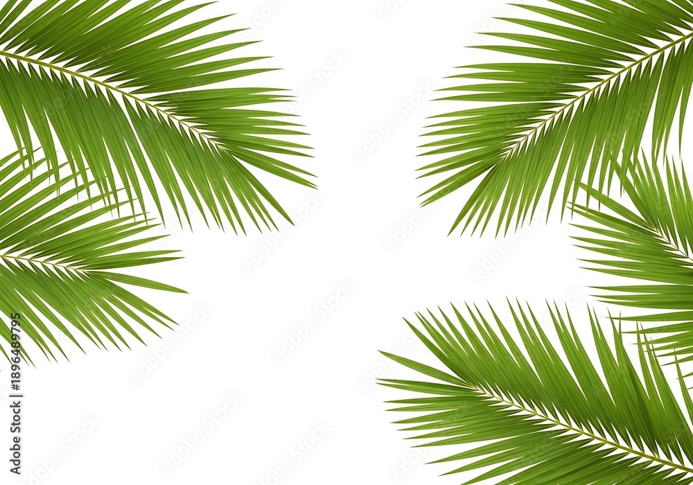 Fototapeta premium Palm Leaves on White Background - Tropical Summer Design, Copy Space