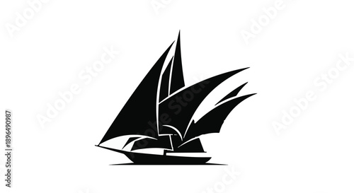 Sailing boat silhouette on calm waters