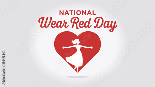 National Wear Red Day Concept with Female Silhouette in Heart for Cardiovascular Health Awareness and Women Empowerment Healthcare Program