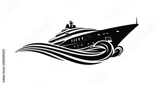 Sleek yacht sailing through wavy ocean waters