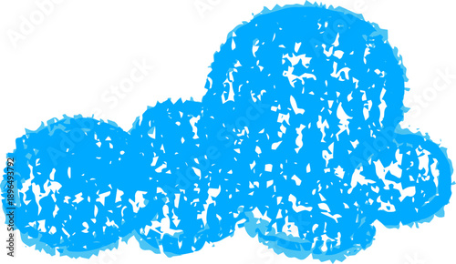 Hand-drawn cloud with soft pastel pen and crayon grain. Childish sky-themed illustration for nursery decor and kids graphic design.