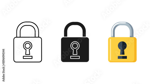 3D padlock icons security concept isolated on white background vector illustration
