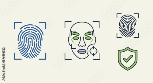 A 3d vector illustration of a fingerprint swirl icon and circle target symbol designed as a modern business logo element for web communication