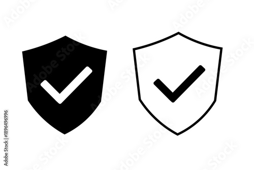 Free Download black and white shield checkmark icon set transparent background - GFXLoad