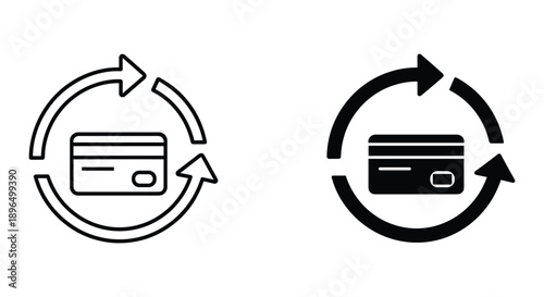 Credit Card Refresh Icon Set, Simple Vector Illustration