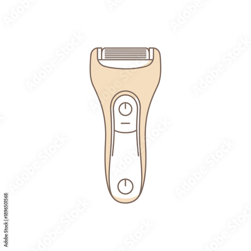 A digital illustration of a modern electric razor on a plain white background viewed from the front
