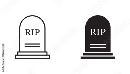 Tombstone icon set,  Tombstone linear style sign for mobile concept and web design, Halloween tombstone outline vector icon, Symbol, logo illustration, Vector graphics, on white background.