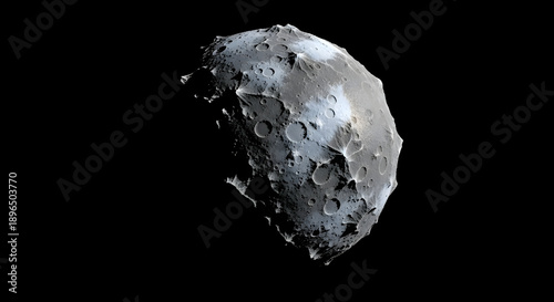 Asteroid with Craters and Rocky Surface.