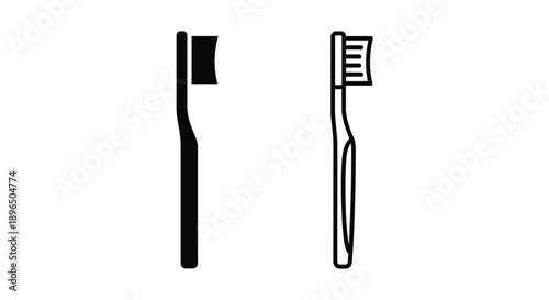 A contrasting depiction of an axe and toothbrush black silhouette