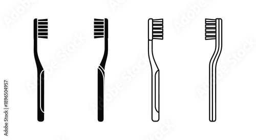 Four toothbrushes in varying shades a minimalist design silhouette