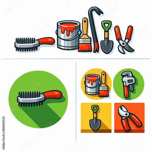 Essential handyman and gardening tools for various home improvement and outdoor tasks isolated on transparent background, isolated on white background, Vector