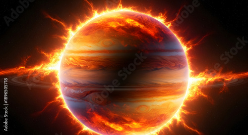 Burning Planet with Intense Flames and Heat.