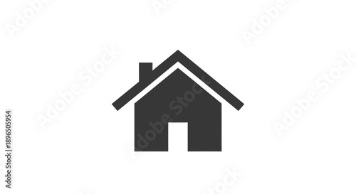 Simple Home House Building Icon on Isolated White Background
