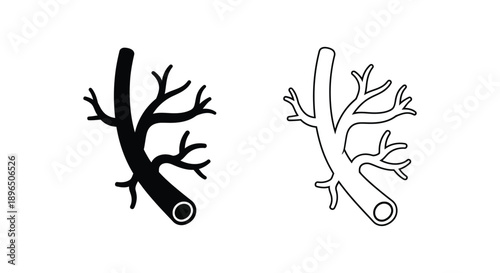 Bare tree branch depictions black and white contrasting styles silhouette