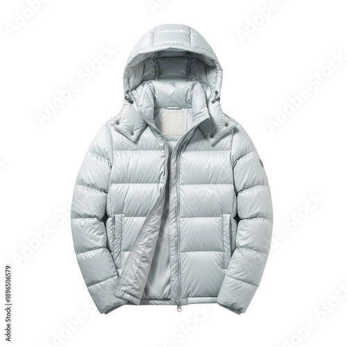 Light grey puffer jacket with hood