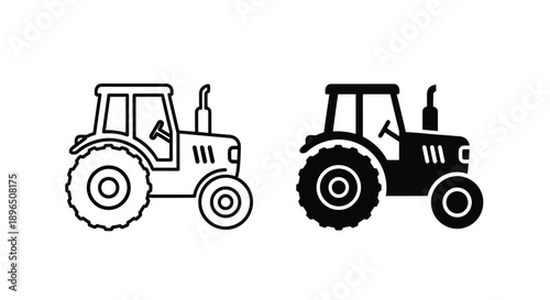 Two tractor depictions one outlined and one as a solid silhouette