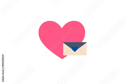 Heart with an envelope symbol represents love and communication in a simple graphic design suitable for expressing emotions