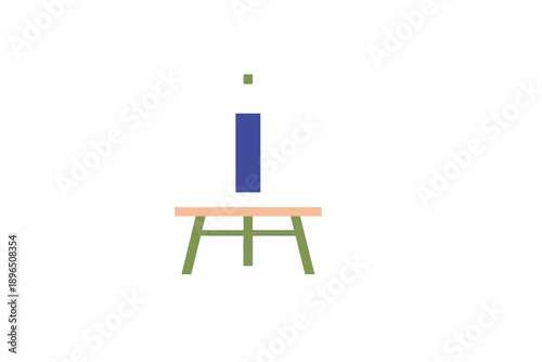 Simple design showing a chair and a vertical element on a white background, representing minimalism and functionality in furniture design in a modern style