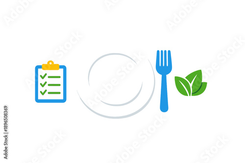 Checklists help prepare for cooking and meal planning with tools like plates, forks, and fresh ingredients