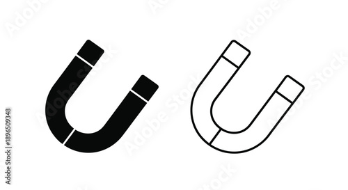 Two horseshoe magnets one black and one white in silhouette