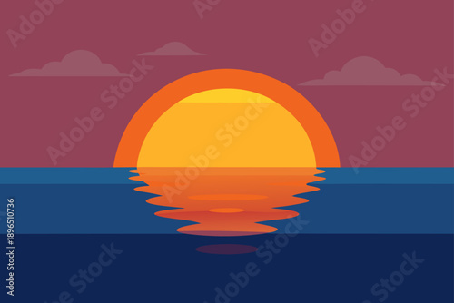 Sunset Reflecting on Calm Ocean Surface