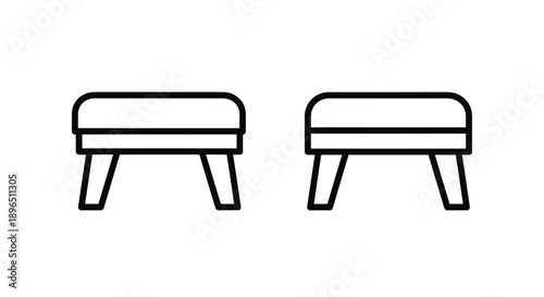 Two simple ottoman outlines a minimalist design silhouette