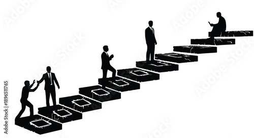 Businesspeople climbing up staircase of success