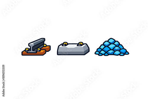 Different types of tools and materials used in construction and manufacturing processes in various industries