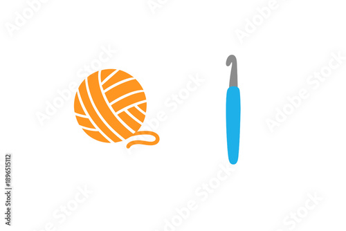 Yarn ball and crochet hook are shown together in a simple design that represents crafting opportunities for creative individuals