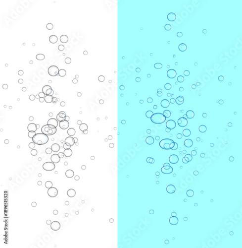 Bubbles in water a split screen showing contrasting color schemes