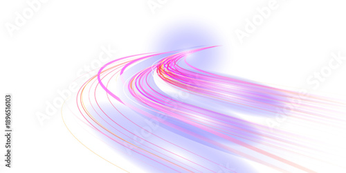Abstract flowing lines of pink purple and white create a dynamic visual
