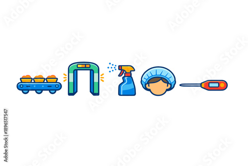 Process of food safety in a kitchen setting with equipment for quality control and hygiene measures at a facility in the afternoon