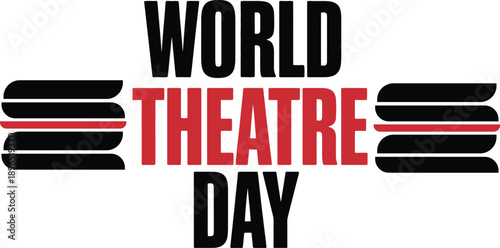World Theatre Day Bold Text and Curtain Motif