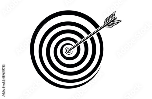 Bullseye target with arrow hitting the center perfectly