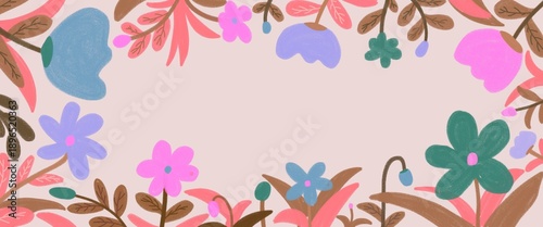 Spring holiday with wildflowers Hand drawn Floral art templates for Womens Day, birthday, Mothers Day, Easter decor. Modern Spring greeting card, banner or poster with hand drawing flower background.