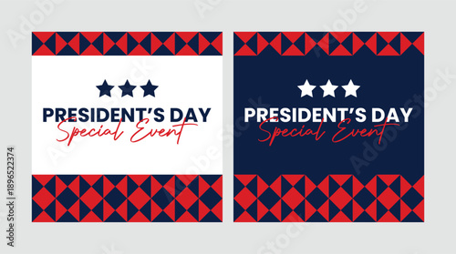 Tableau sur toile Set of President's Day Special Event Square Banners: Patriotic Vector Illustrati