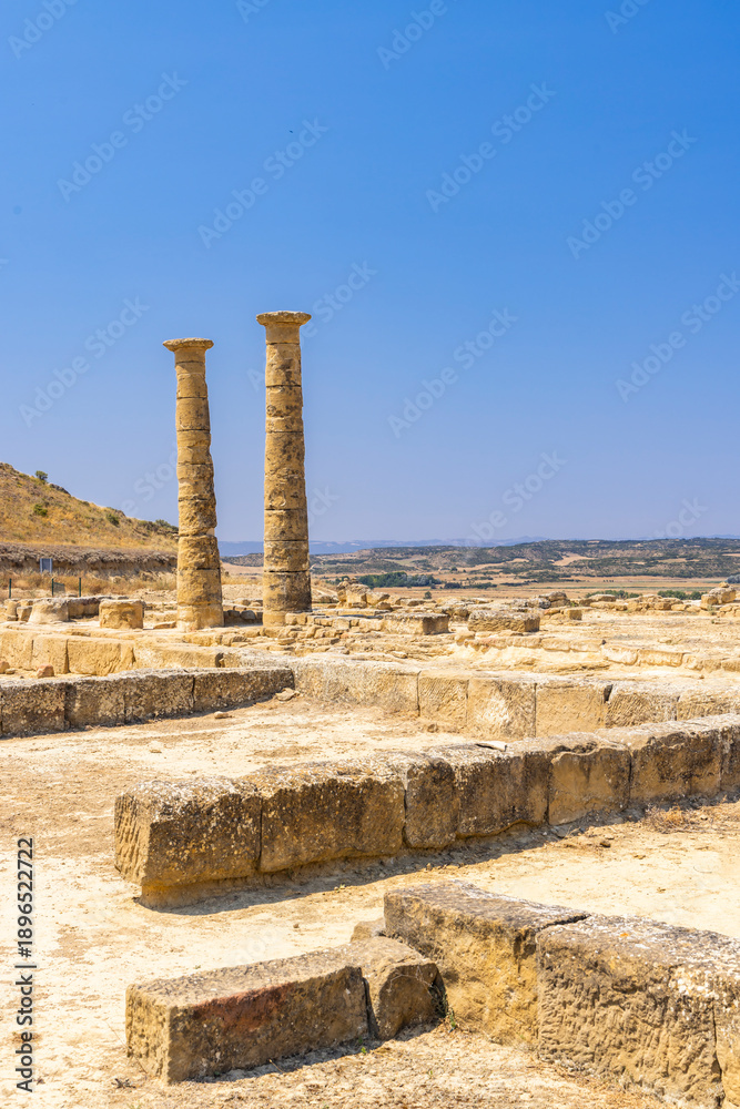 Fototapeta premium Roman archaeological site ruins with columns in Uncastillo