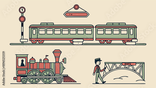 Vintage Steam Train Railway Illustration for Transportation History Projects Website Design Vintage Travel Graphics