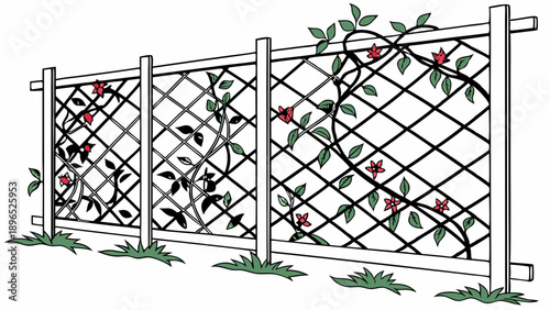 Climbing Roses Trellis Fence Structure for Garden Design Landscape Architecture Home Decor Web Banners