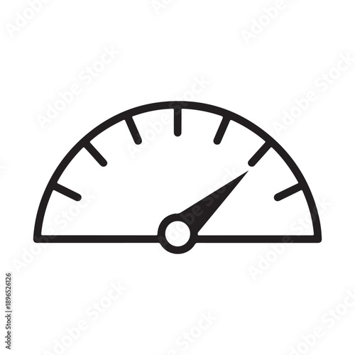 Performance Level Indicator Gauge Speedometer Icon for Rating Risk Efficiency and Measurement.