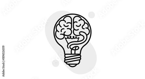 Creative Idea Generation with Brain and Lightbulb Symbol.