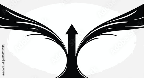 Abstract winged arrow symbol for growth and ascension