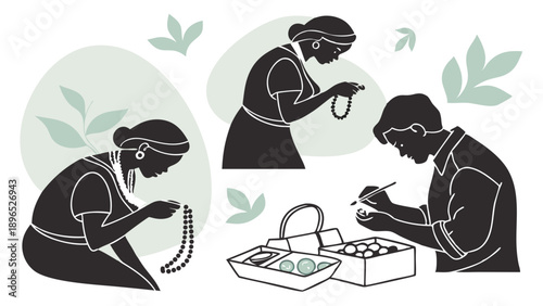 Artisan Jewelers Crafting Handmade Beaded Jewelry for E-commerce Sales and Small Business Success