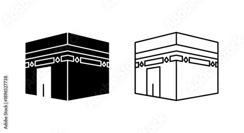 Black white kaaba mecca islamic mosque symbol Vector