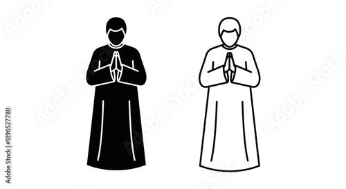 Praying priest religious monochrome symbol Vector