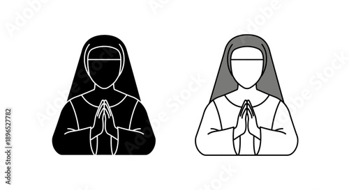 Muslim prayer islamic symbols hijab women Vector