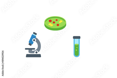 Microscope and lab equipment show process of examining food samples and carrying out scientific tests in a laboratory setting